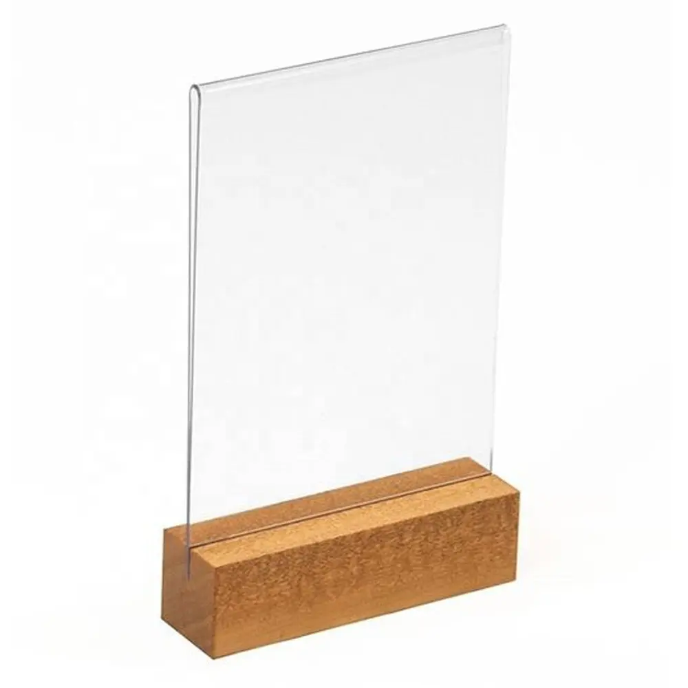 Acrylic Table Advertisement rack wooden base Tabletop Photo Frame metal base Menu Holder Acrylic Display Stand