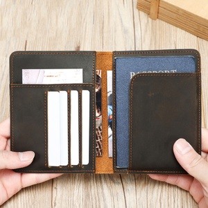 กระเป๋าสตางค์หนังแท้สำหรับผู้ชายระดับไฮเอนด์ ป้องกันการโจรกรรมข้อมูล RFID ดีไซน์ Crazy Horse แบบไม่ต้องใช้ซิป ใช้งานได้หลากหลาย สำหรับใส่บัตร - Product Image 2