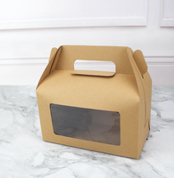 Boîte à emporter en papier jetable pour boulangerie avec fenêtre et poignée, boîte d'emballage alimentaire personnalisée pour gâteaux, pâtisseries et desserts