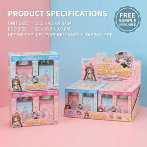 Kit de Papelería para Diario DIY para Niñas al por Mayor, Set de Libro de Pegatinas de Disfraces de Dibujos Animados con Caramelos Explosivos de 1.5g y Pinzas, Juguete de Caramelos - Product Image 2