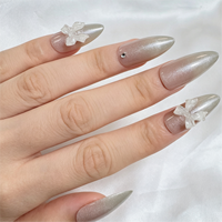Faux ongles autocollants effet œil de chat doré, 24 pièces, assortis, brillants, vente en gros, étiquette privée personnalisée