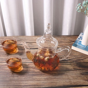 Tùy chỉnh phong cách Ma-rốc thủy tinh borosilicate ấm trà đặt 1 ấm trà với <span class=keywords><strong>2</strong></span> ly cổ điển phong cách mới thiết kế hoa - Product Image 2