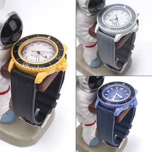 Bracelet de <span class=keywords><strong>montre</strong></span> tressé en caoutchouc de silicone avec <span class=keywords><strong>boucle</strong></span> brossée 22mm pour <span class=keywords><strong>Swatch</strong></span> X Blancpain 50 Fathoms Five Oceans Series - Product Image 3
