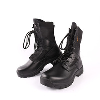 Bottes tactiques de randonnée en cuir de vachette respirant à lacets, doublure en maille, vente en gros directe d'usine, couleur noire
