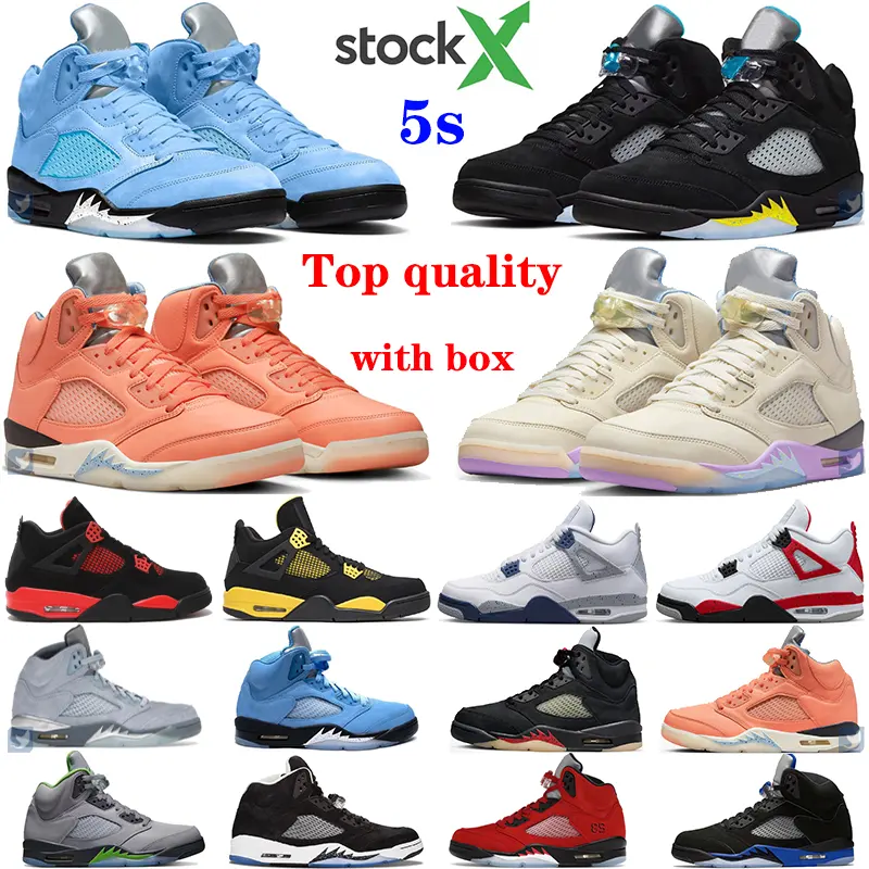 In Stock X Newest AJ 5 Retro Green Bean University Blue UNC DJ Khaled We The Best Basketball Shoes AJ 5 retro shoes