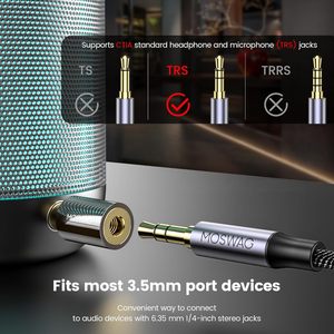 Adaptador estéreo chapado en oro MOSWAG de 6,35 mm macho a 3,5 mm hembra con protección contra cortocircuitos (paquete de 2) - Product Image 6