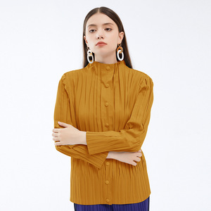 Chaqueta de cuello alto coreana con hebilla fina para <span class=keywords><strong>mujer</strong></span>, cortavientos versátil a la <span class=keywords><strong>moda</strong></span>, cárdigan plisado, primavera, otoño e <span class=keywords><strong>invierno</strong></span>, <span class=keywords><strong>2023</strong></span> - Product Image 5