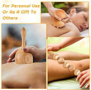 Masajeador de cuero cabelludo Guasha de madera y conjunto de terapia de cuerpo completo herramientas de alivio del dolor muscular para productos de masaje - Product Image 6
