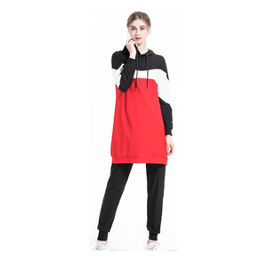 Ensemble de survêtement de sport/Gym pour femmes islamiques, modeste, à capuche, vêtements de sport musulmans pour le <span class=keywords><strong>jogging</strong></span>, la course à pied, vêtements de sport pour dames, OEM aussi - Product Image 3