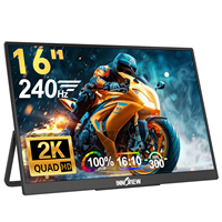 Monitor Portátil de 16 Pulgadas 2K 240Hz QHD IPS, Pantalla Externa 100% sRGB 300 Nits Mate, FreeSync, USB C, HDMI para Juegos, Negocios y PC