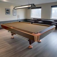 Table de billard américaine en bois massif de 8 pieds sur 9 pieds avec plateau en ardoise et coussinets en caoutchouc pour club, bar, salle de jeux à domicile
