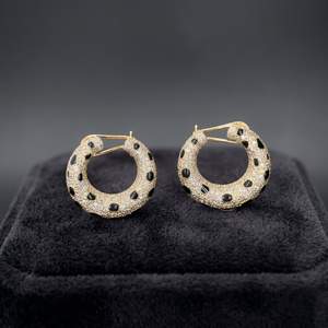 Elegant Black Enamel 925 Sterling Silver Earrings with <b>Small</b> 6-7ct IGI Certified CVD Lab Grown Diamonds - Product Image 1