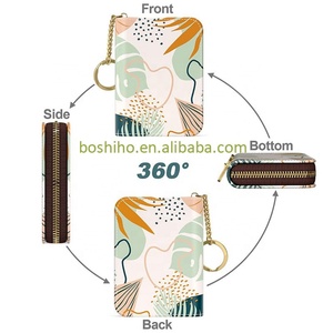 Custom <b>RFID</b> <b>Blocking</b> Leather Minimalist Front Pocket Women's <b>Wallet</b> with Zipper Coin Purse Credit Card Holder - Product Image 4