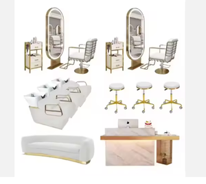 Ensemble de mobilier de salon de coiffure moderne et luxueux, pliable et inclinable, personnalisable, ensemble de chaise de shampooing, miroir, salon de beauté, barbier, fabrication - Product Image 4