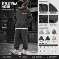 Pullover French Terry 100% katun Logo bordir kustom 340g hoodie kebesaran kosong dan Sweatshirt untuk pria