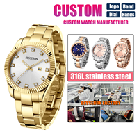 Montre à quartz pour filles avec logo personnalisé, bracelet en acier inoxydable, résistante à l'eau, cadran diamanté, fabricant OEM ODM.