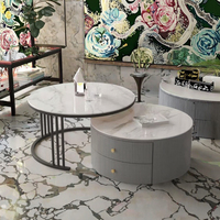 Ensemble de table basse moderne en acier inoxydable doré et verre trempé avec hauteur réglable pour salon, meubles de maison