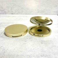 Boîtes cosmétiques en plastique ABS, étui à poudre pressée, gaufrage, matériaux recyclés, miroir, fard à paupières, poudre compacte portable