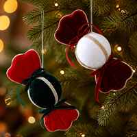 Nouvelles Boules de Noël 2026 en Velours, Décorations Suspendues en Forme de Bonbons, Rouge Blanc Vert, Nœuds et Boules pour Décoration de Sapin de Noël