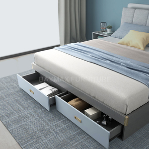 Đơn giản nền tảng đơn đôi vải da đầu giường khung giường bằng gỗ - Product Image 6