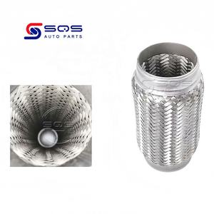 SQS OEM/ODM Tubo flexible de escape de alta calidad 2"x4"x8" para sistema de escape de coche, doble trenzado, tipo fuelle curvado, universal - Product Image 5