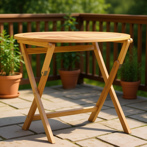 Solid Teak Wood Folding Patio <b>Table</b> 33.5 X 29.9 Outdoor Use - Product Image 2