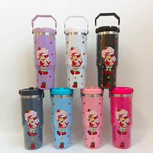 แก้วน้ำสแตนเลสลายการ์ตูนน่ารักสำหรับเด็กผู้หญิง ขนาด 40 ออนซ์ ยี่ห้อ Strawberry Designs พร้อมหูจับและหลอด - Product Image 6