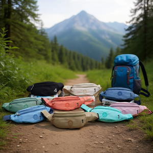 BOLSOS Solid Color Waterproof Waist Bag <b>Chest</b> Bag 33x16x7.5Cm For Outdoor Travel <b>Storage</b> - Product Image 2