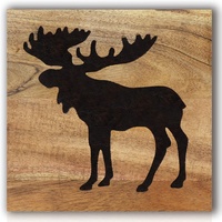 Ensemble de 3 tableaux muraux en bois véritable, ours et élan, décoration rustique de cabane forestière pour la maison, salon, thème de la chasse, cadres en bois