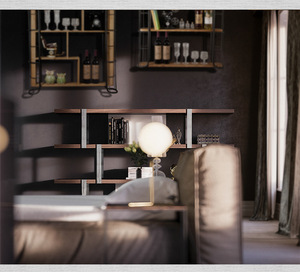 Nouveau Bar Moderne Restaurant En Fer Forgé Cloison <span class=keywords><strong>Vin</strong></span> Support Étagère Murale Flottante - Product Image 6