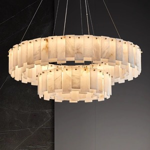 Luminaire suspendu moderne, simple, créatif et luxueux pour escalier d'hôtel, salon, tube linéaire LED <span class=keywords><strong>en</strong></span> <span class=keywords><strong>laiton</strong></span> et albâtre - Product Image 6