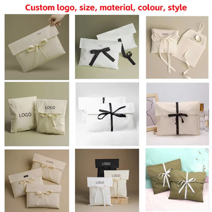 Katoenen stoffen klep-envelop tas met canvas schouderband, aanpasbare logo-druk, cadeauverpakking voor kledingopbergruimte - Product Image 3