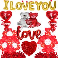 Kit Arche Guirlande de Ballons Cœur Rouge « I Love You » avec Pétales de Rose pour Décorations de la Saint-Valentin