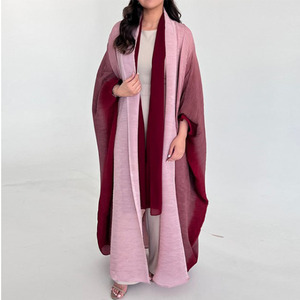 Miyake plisado gradiente mujer bata 2023 verano Turndown Bat cortavientos abrigos cuello cárdigan chaquetas Abaya - Product Image 4