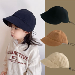 Fisherman Hat For Kids Tencel Fabric Windproof Sunshade Bucket Hat Beige Khaki Black 1-4 Years Old - Product Image 2