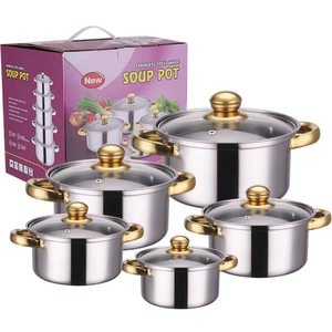 <span class=keywords><strong>Set</strong></span> di <span class=keywords><strong>Pentole</strong></span> e <span class=keywords><strong>Padelle</strong></span> in Acciaio Inox con Manici Dorati, 10 Pezzi, <span class=keywords><strong>Pentole</strong></span> per Zuppe, <span class=keywords><strong>Pentole</strong></span> per Cucinare, Casseruole per Latte, <span class=keywords><strong>Set</strong></span> di Utensili da Cucina Personalizzati all'Ingrosso - Product Image 6