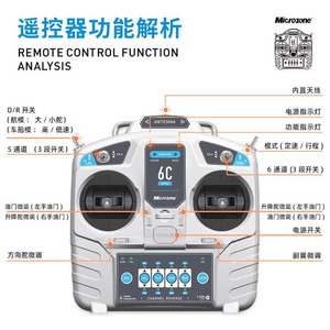 Transmisor Rc Microzone Mc6c de 6 Canales para Avión, Coche, Barco, Uso en Interiores y Exteriores - Product Image 2