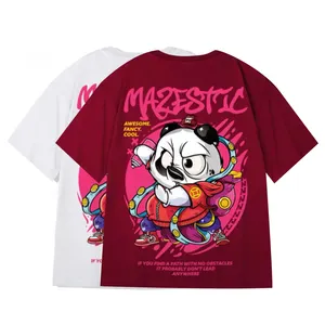 Hiphop moda algodón calle desgaste Camiseta de gran tamaño personalizado espacio dibujos animados impresión camiseta