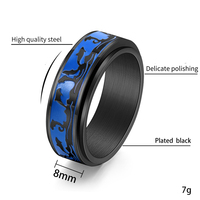 Nouvelles bagues anti-stress en acier inoxydable doré de 8 mm, style sportif, motif dauphin bleu océan, bagues tournantes anti-stress pour hommes, collection 2026