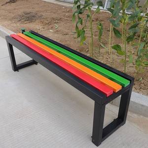 Silla de parque, <span class=keywords><strong>banco</strong></span> para exteriores, marco de acero galvanizado de madera maciza, tira de fila de madera anticorrosión artística, <span class=keywords><strong>Banco</strong></span> largo - Product Image 2