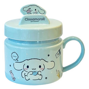 Mug en céramique Sanrio Cinnamoroll avec couvercle et poignée, design bleu cartoon pour café et thé, printemps 2025 - Product Image 1
