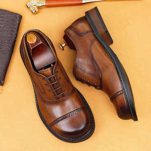 Chaussures de luxe pour hommes en cuir véritable de haute qualité, confortables, à semelle épaisse et rehaussante - Chaussures de mariage pour hommes - Product Image 5