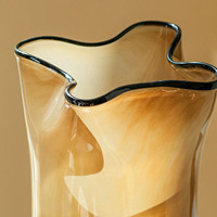 Vase Liuli plissé à bord noir de style Mid-Century, à large ouverture, pour la décoration de l'entrée, du bureau, de la salle d'exposition ou de la maison