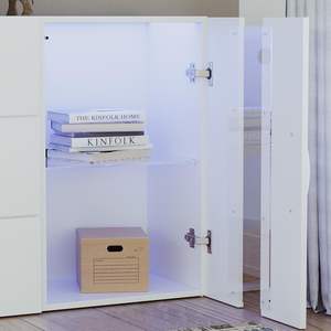 <span class=keywords><strong>Aparador</strong></span> Moderno de 2 Puertas y 3 Cajones con Panel de Madera LED, Gran Capacidad, Luces RGB Blancas, Acabado <span class=keywords><strong>Mate</strong></span>, Ecológico para Sala de Estar - Product Image 6