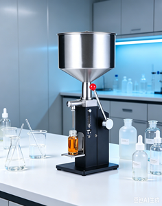 Machine de remplissage manuelle portable 5ml-50ml à piston pour échantillons, parfums, cosmétiques, huiles, miel, yaourts, boissons et bouteilles - Product Image 1