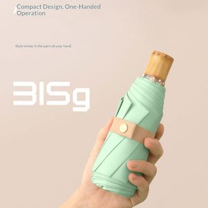 Paraguas Publicitario Plegable Manual de Cinco Pliegues con Mango de Madera y Goma de Colores, 50% 8K, Doble Uso para Sol y Lluvia - Product Image 2