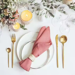 ผ้าขนหนูผ้าฝ้ายเนื้อนุ่มสีทึบผ้าลินินแบบซักได้อุปกรณ์ในครัวตามสั่ง - Product Image 6