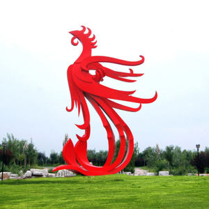 Großer goldener Phoenix Metallroter Phönix-Edelstahl-Skulptur - Product Image 6