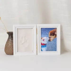 Moldura de fotos para amantes de cachorros ou gatos, kit de impressão de argila para amantes de animais de estimação