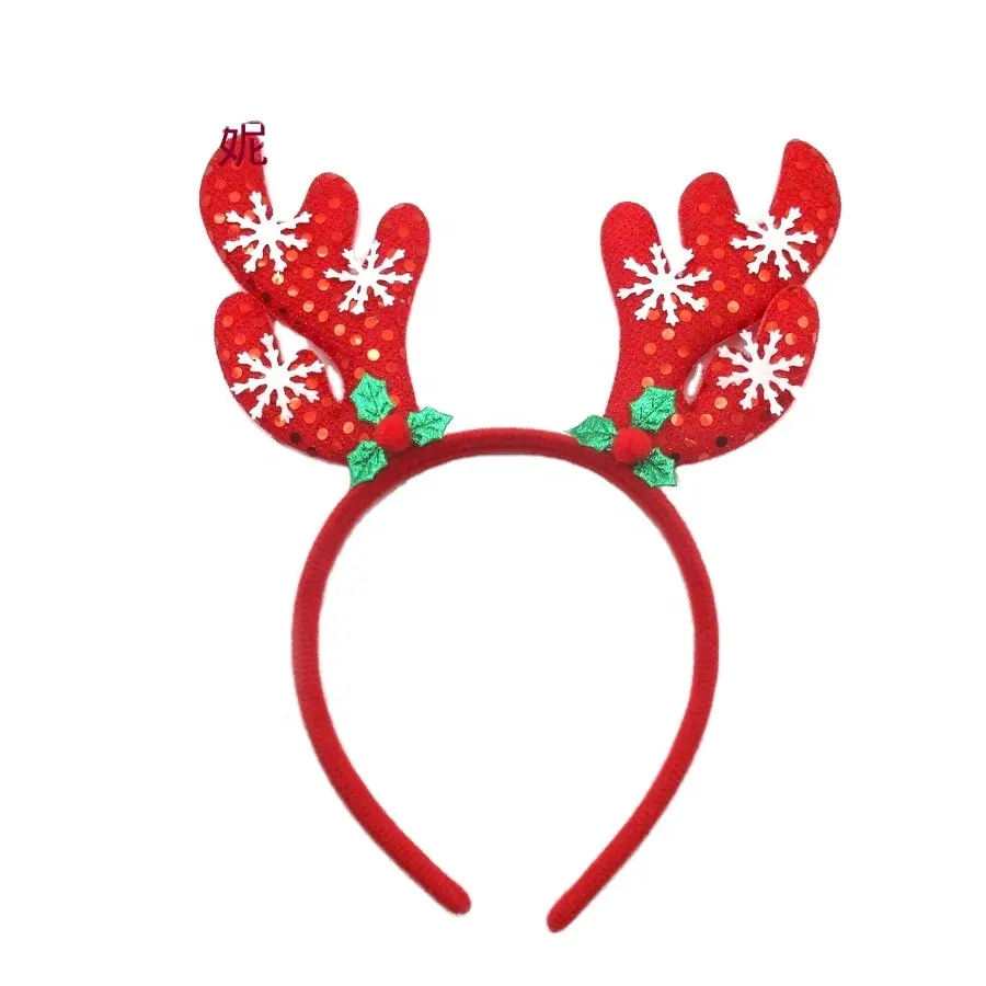 Diadema navideña con astas de reno, accesorios para el cabello